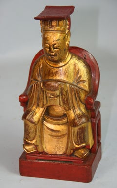 Japanese Gilt Carved Wood Seated Buddha