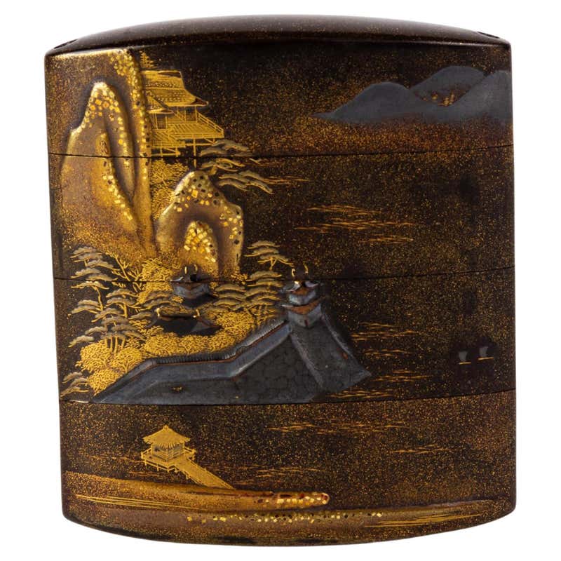 A fivepart Japanese lacquer inro with netsuke, late 19th c. For Sale at ...