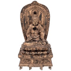 Japanese Gilt Sakyamuni Buddha with Stele