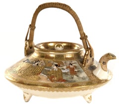 Japanese Gilt Satsuma Tripod Teapot