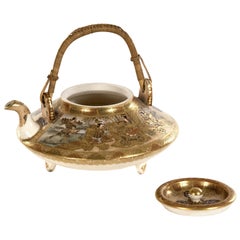 Japanese Gilt Satsuma Tripod Teapot