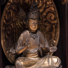 Japanese Gilt Traveling Shrine of Seated Kannon, circa 1900