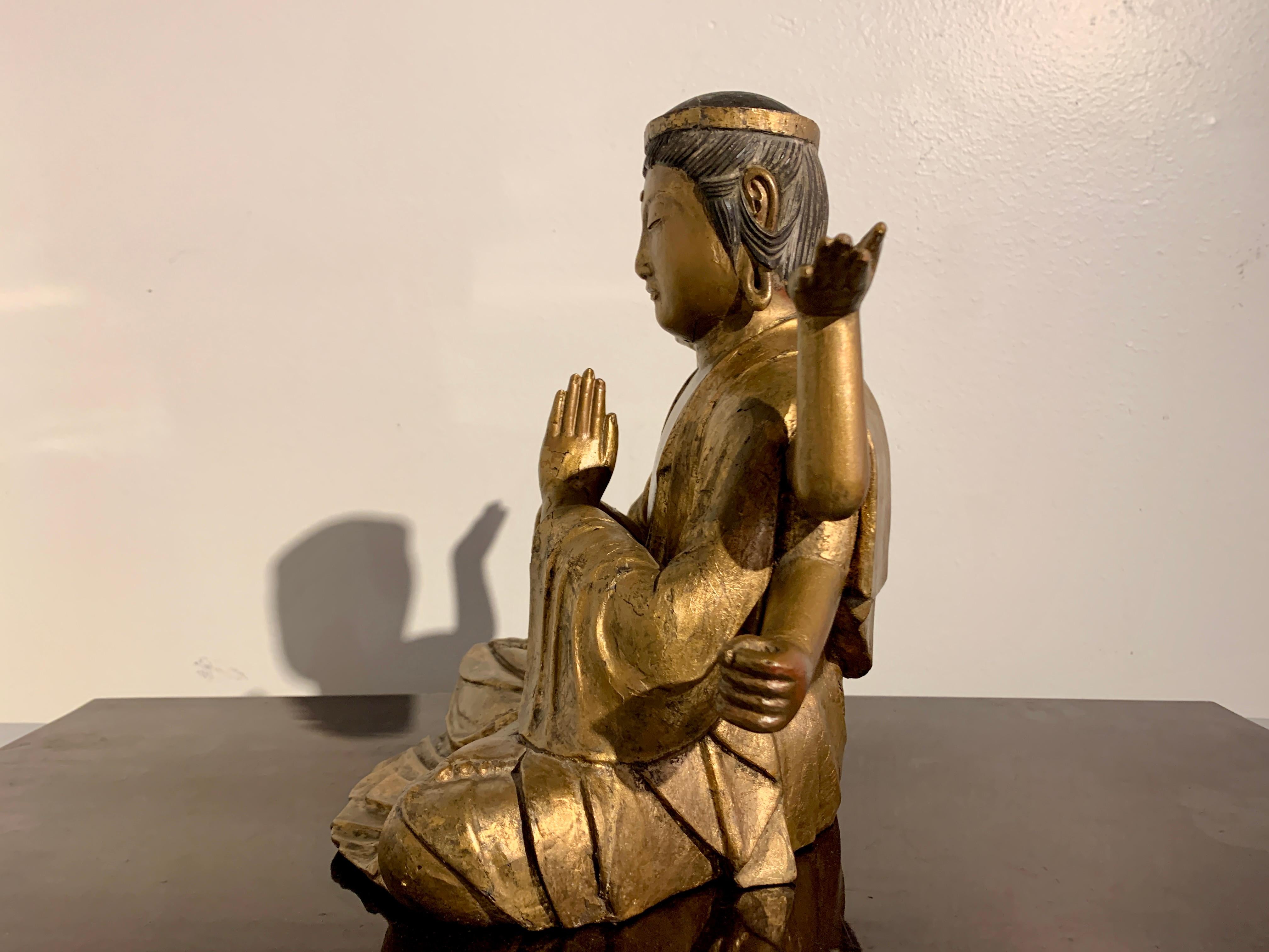 Hand-Carved Japanese Gilt Wood Fukukenjaku Kannon, Meiji Period or Earlier, Japan