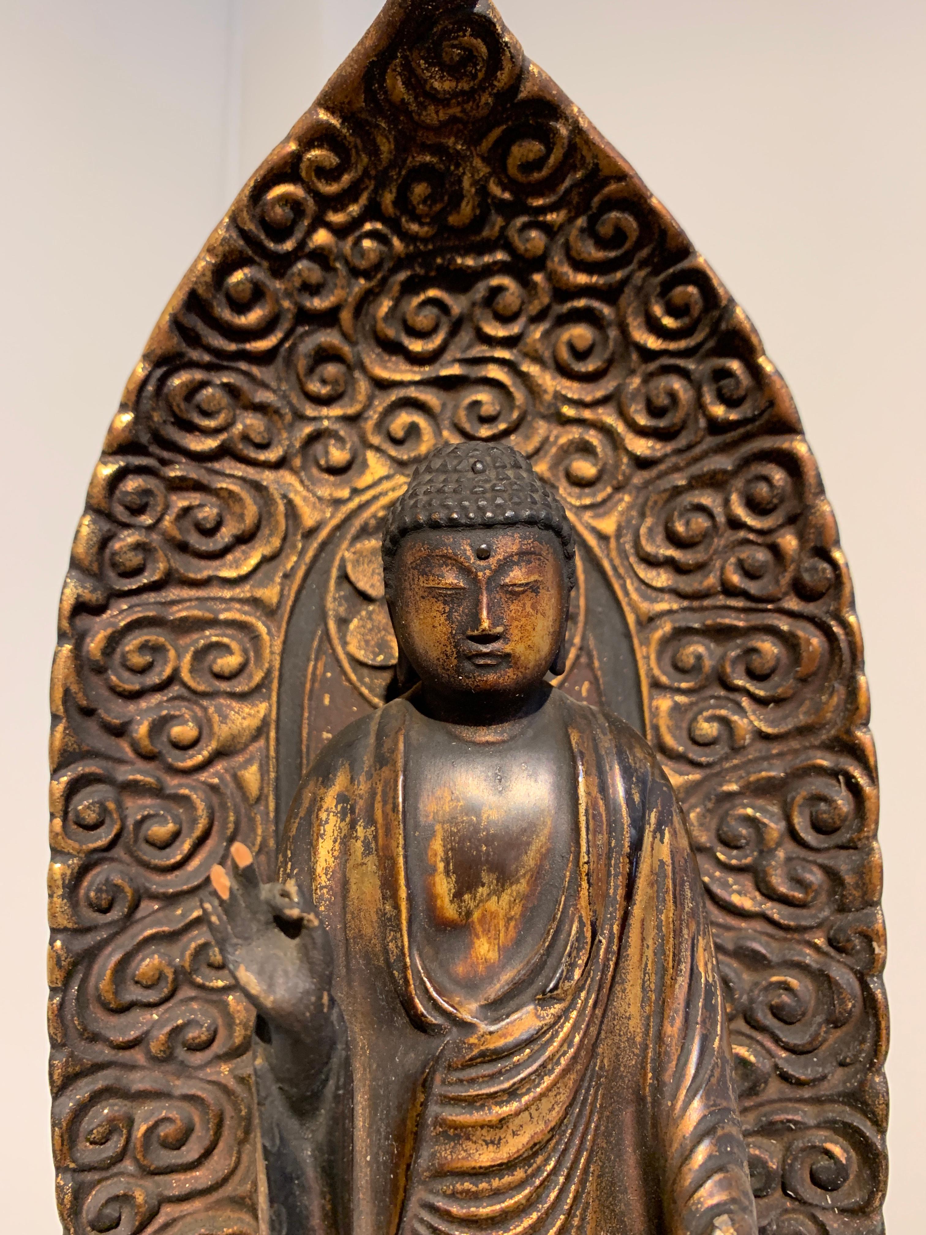 Japanese Giltwood Standing Amida Raigo Buddha, Edo Period, Early 19th century 2