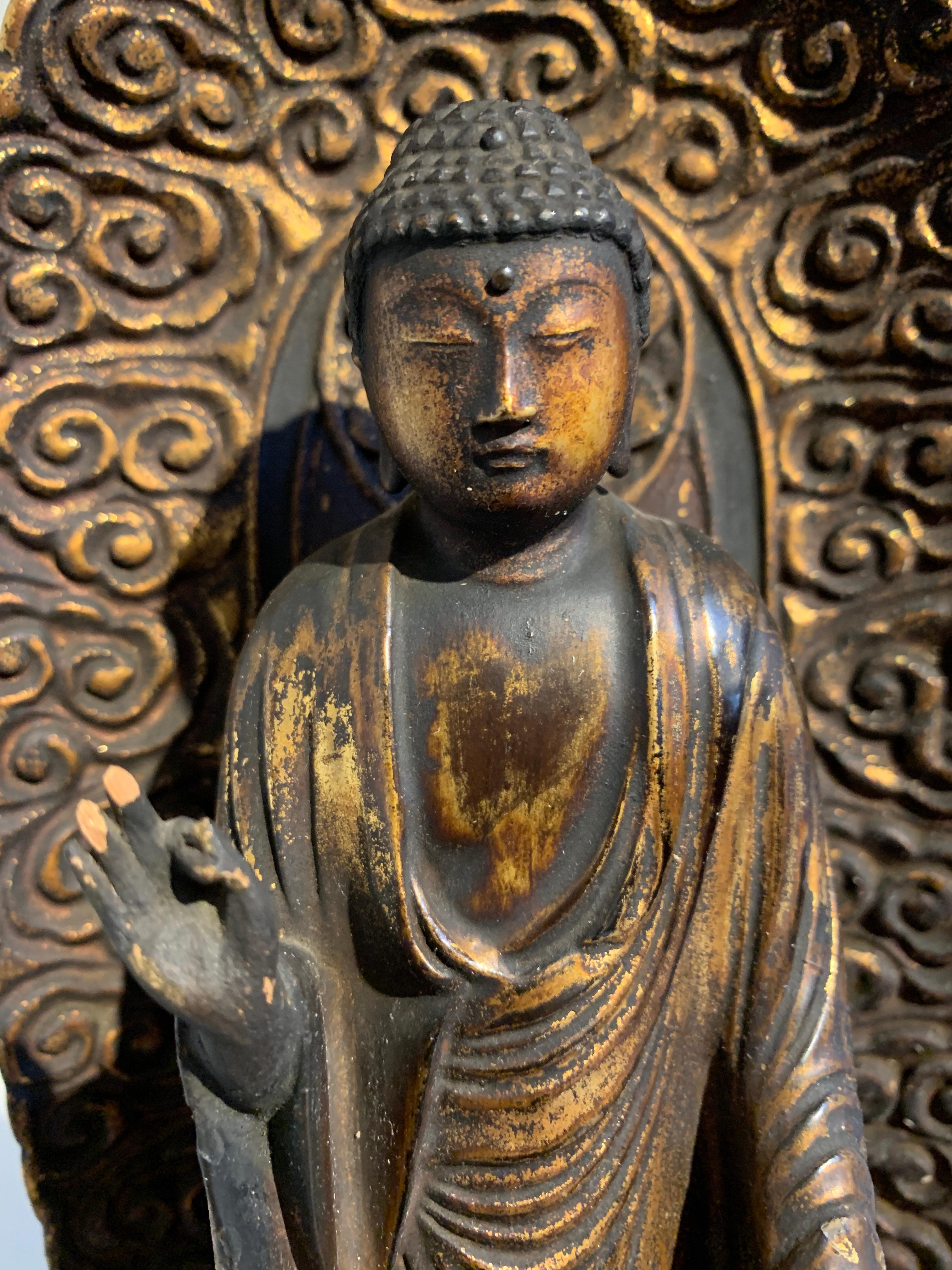 Japanese Giltwood Standing Amida Raigo Buddha, Edo Period, Early 19th century 3