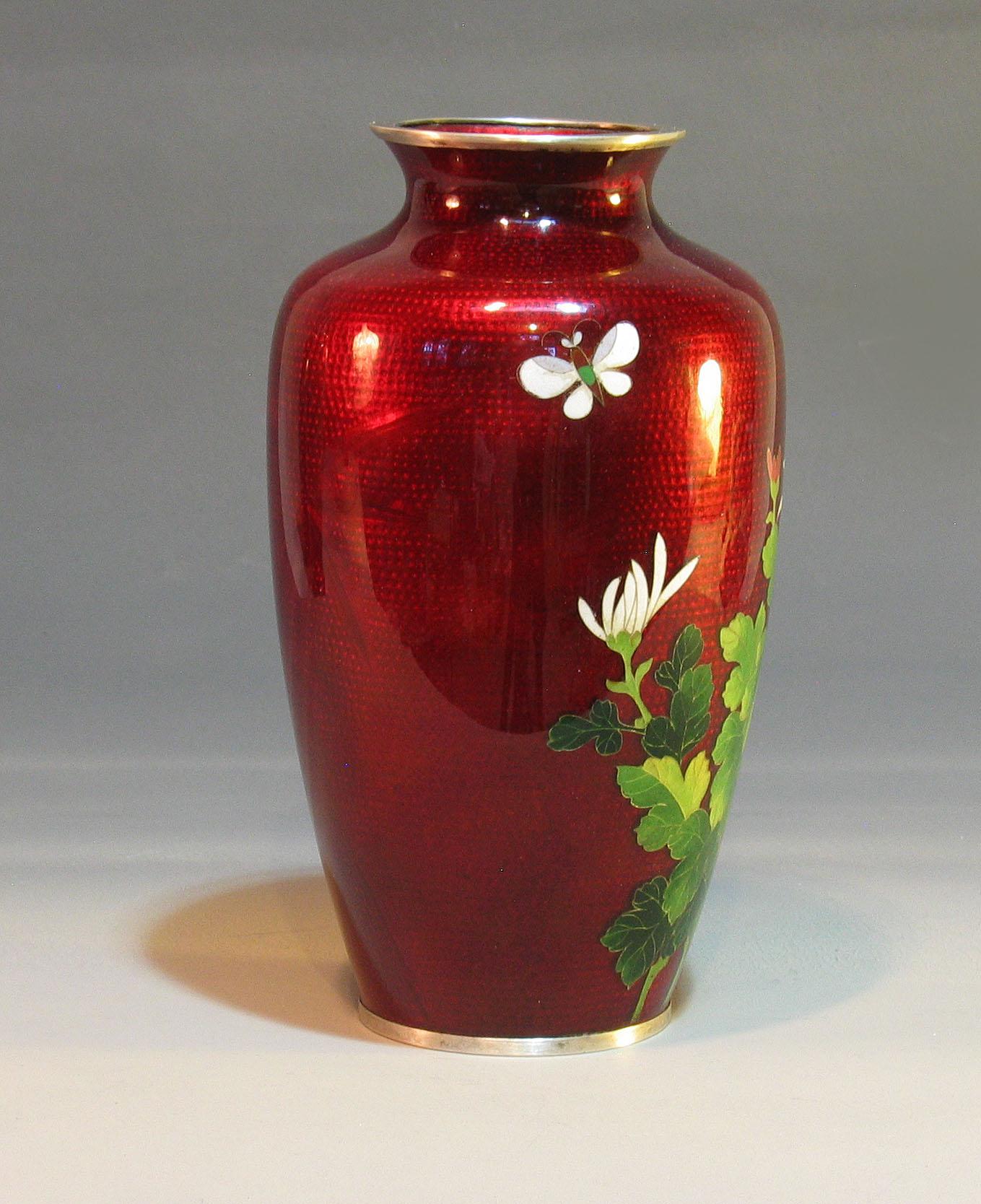 japanese ginbari cloisonne vase