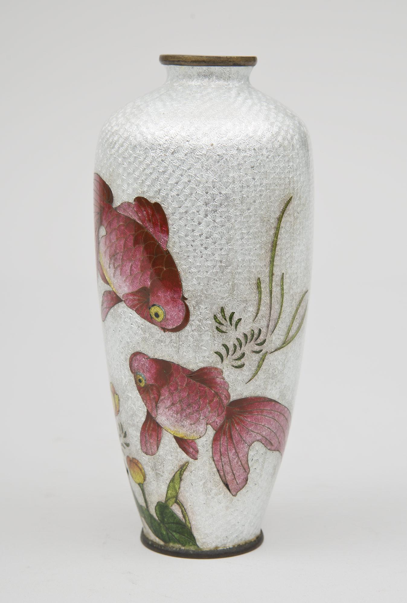 Cloissoné Japanese Ginbari Cloisonne Vase, Meiji Period For Sale