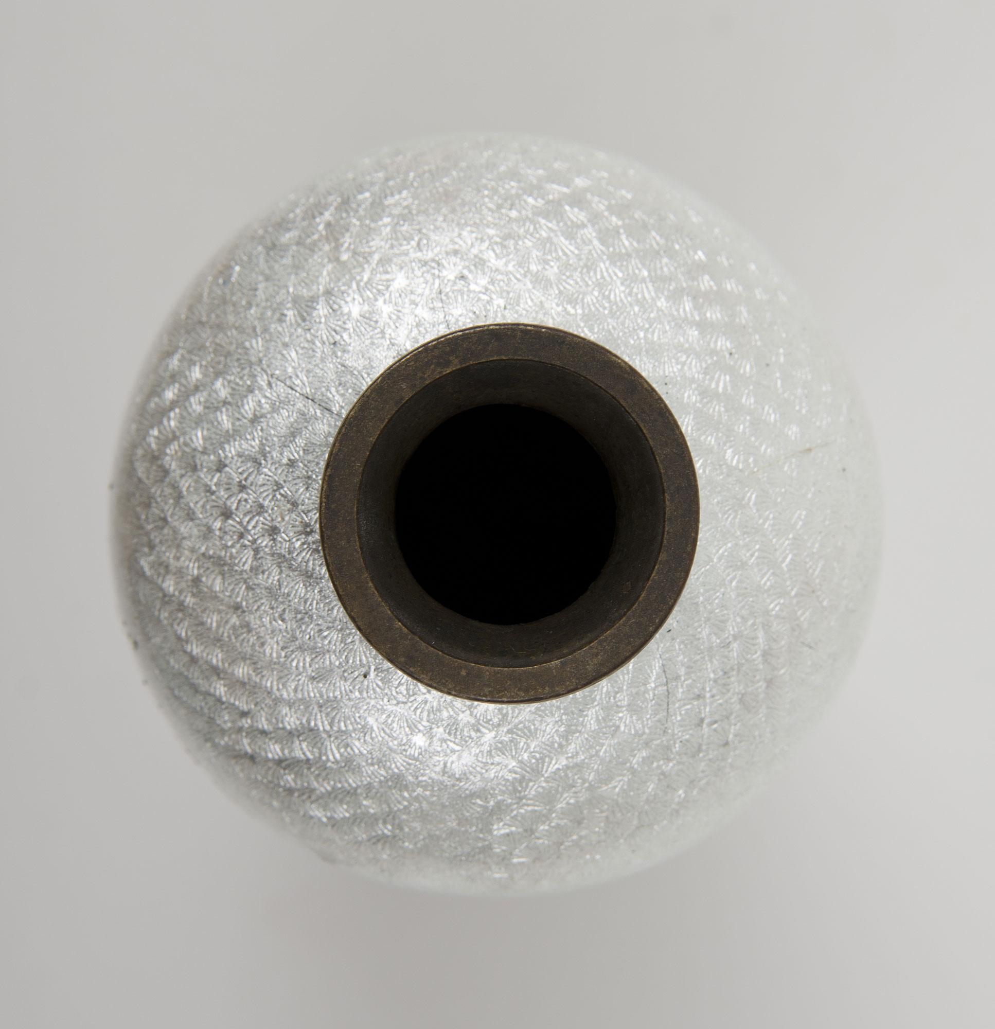Silver Japanese Ginbari Cloisonne Vase, Meiji Period For Sale