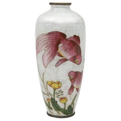Antique Japanese Ginbari Cloisonne Vase, Meiji Period