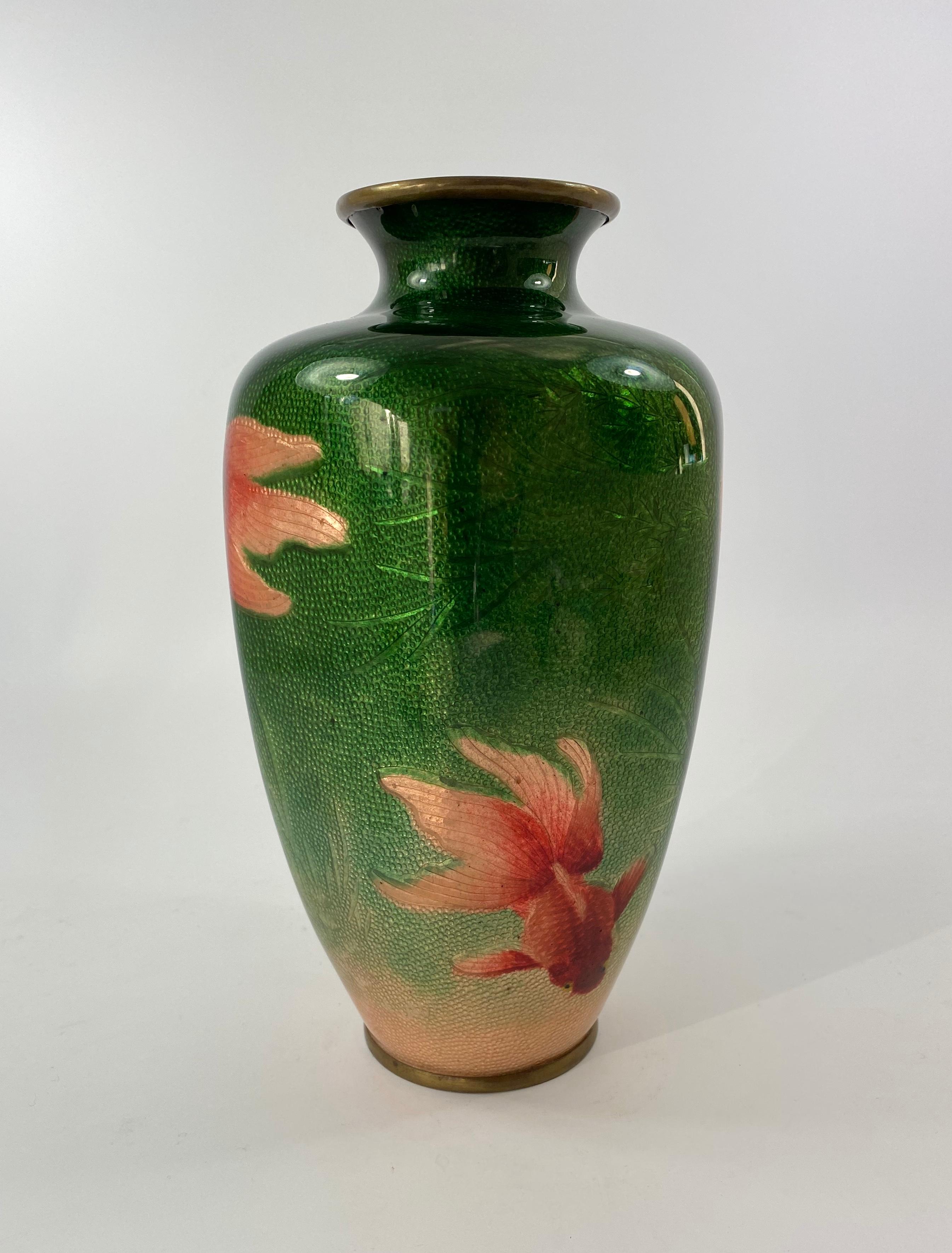 Fired Japanese Ginbari Cloisonne Vase, Ota Toshiro, Meiji Period