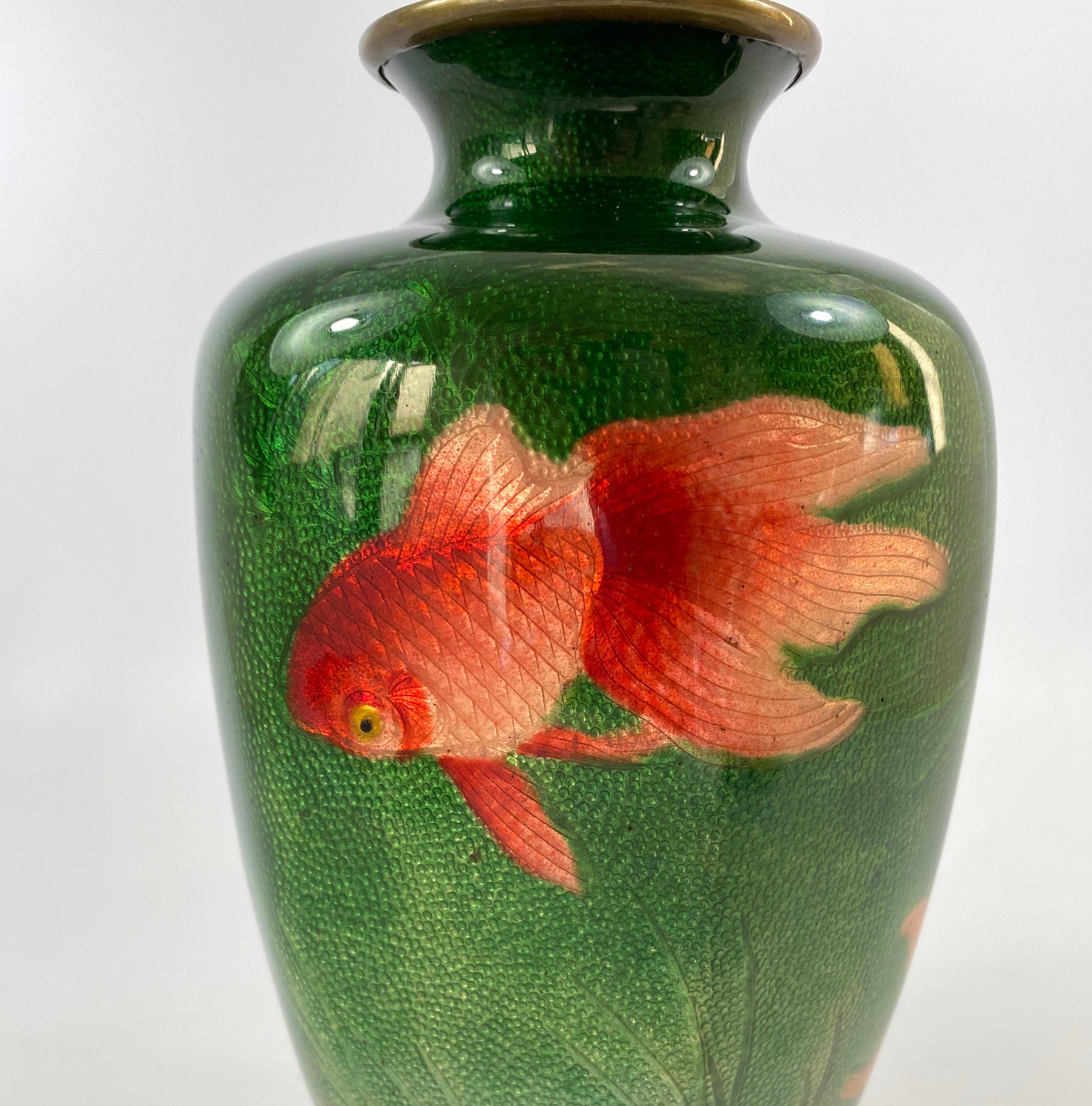 Enamel Japanese Ginbari Cloisonne Vase, Ota Toshiro, Meiji Period