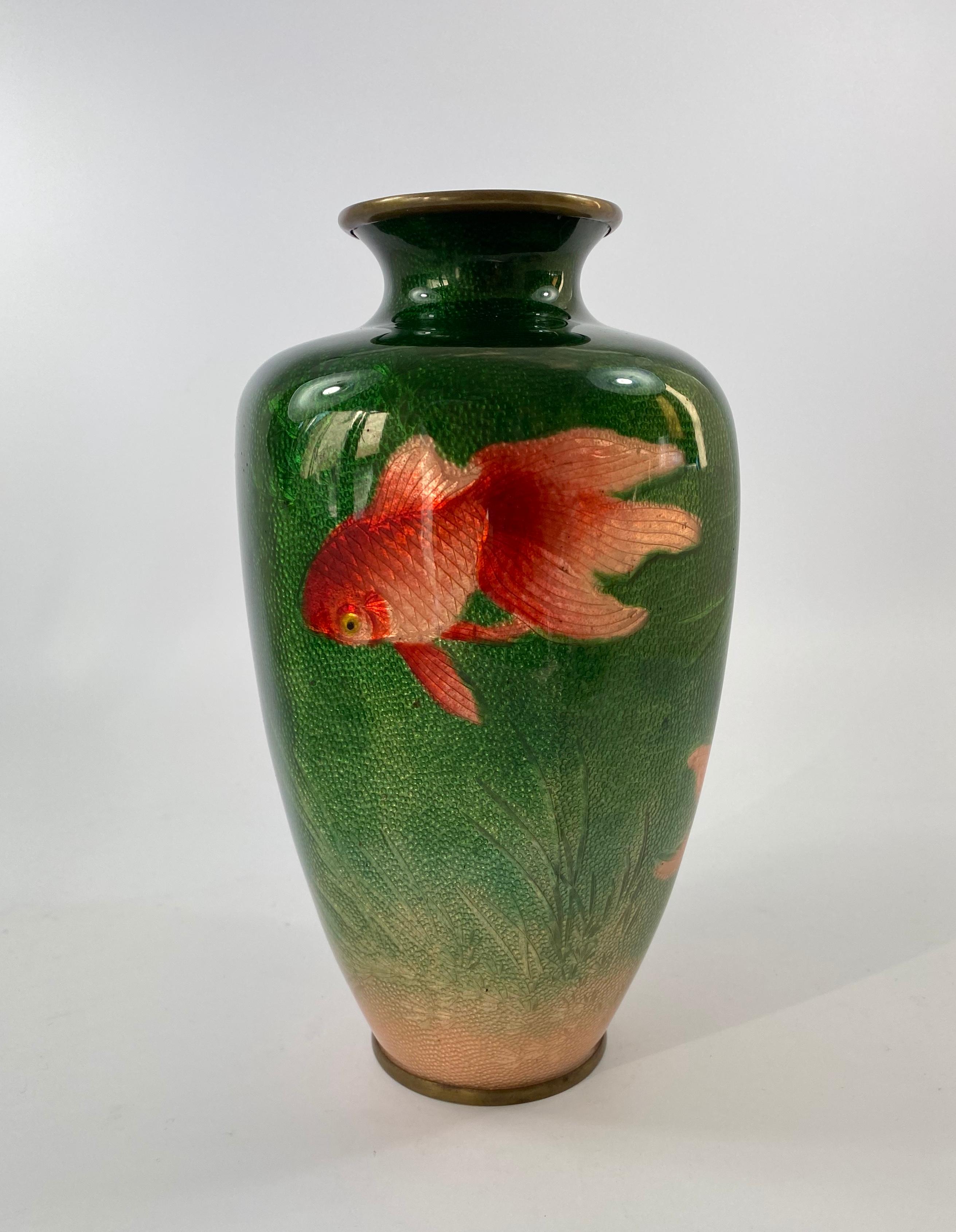Japanese Ginbari Cloisonne Vase, Ota Toshiro, Meiji Period 1