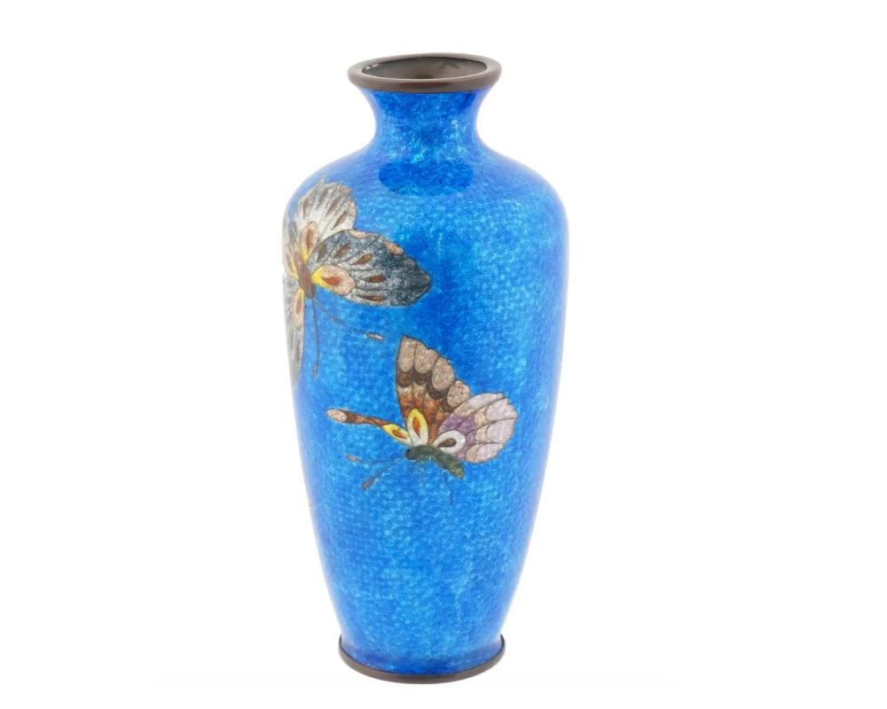 Japanese Ginbari Cloisonne Vase with Butterflies at 1stDibs
