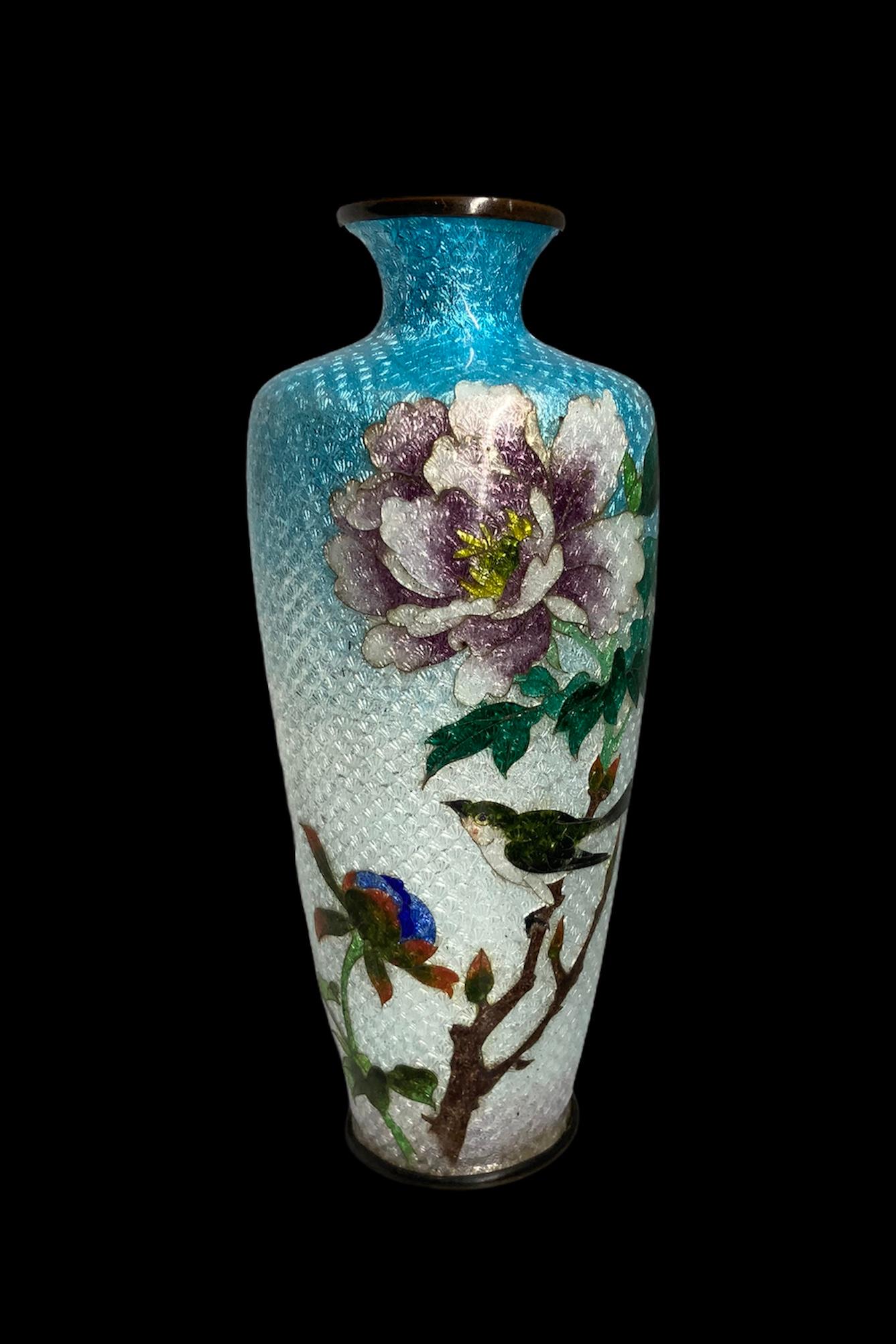 20th Century Japanese Ginbari Style Cloisonné Foil Vase