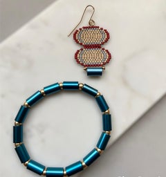 Japanese Glass and Aluminum Hand Beaded Earrings, Brianna