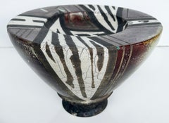 Japanese Glazed and Painted Centerpiece Bowl Object, Fish Logo