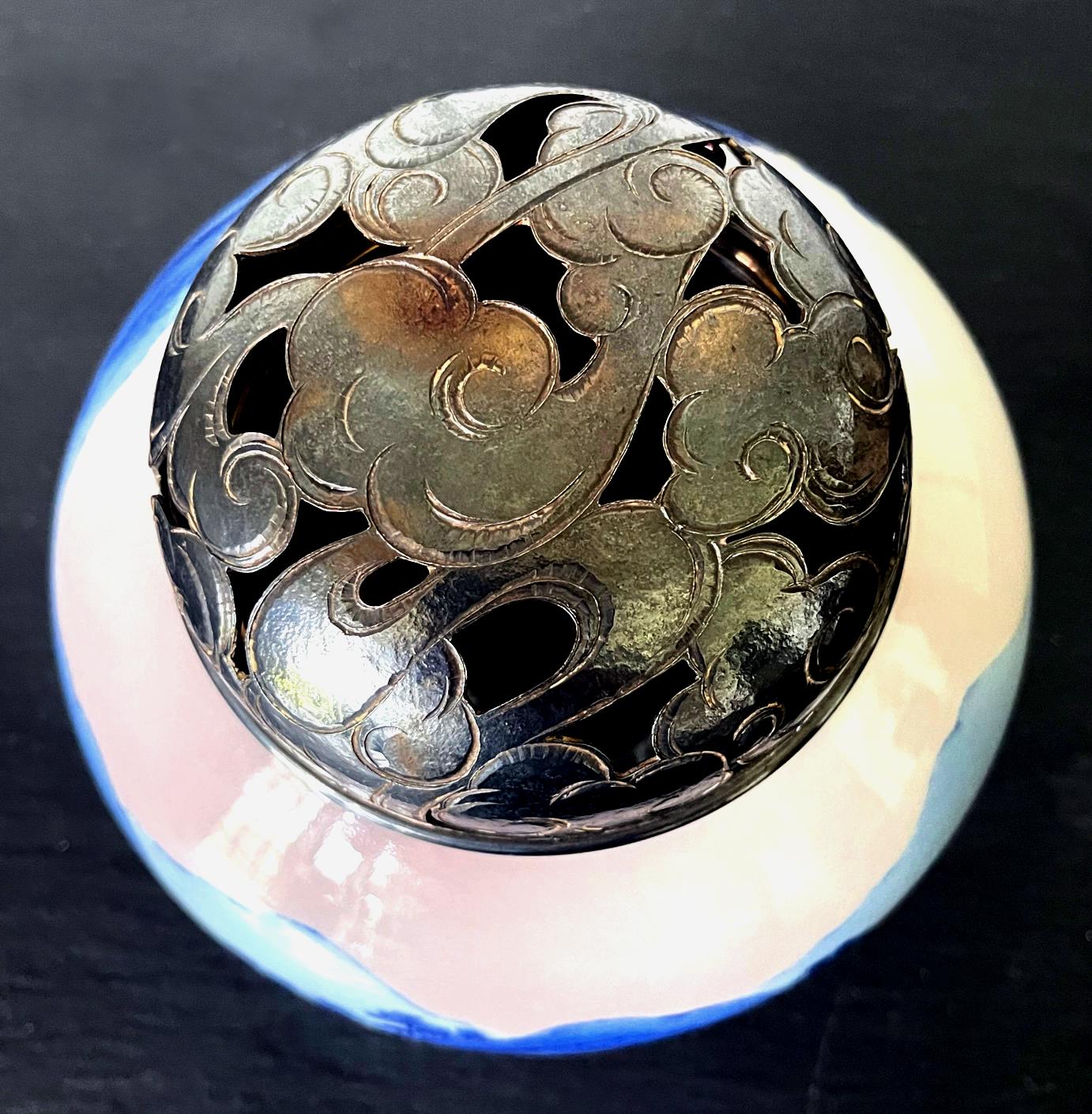 Koro- Weihrauchbrenner aus glasierter Keramik und Silber Makuzu Kozan  im Angebot 1