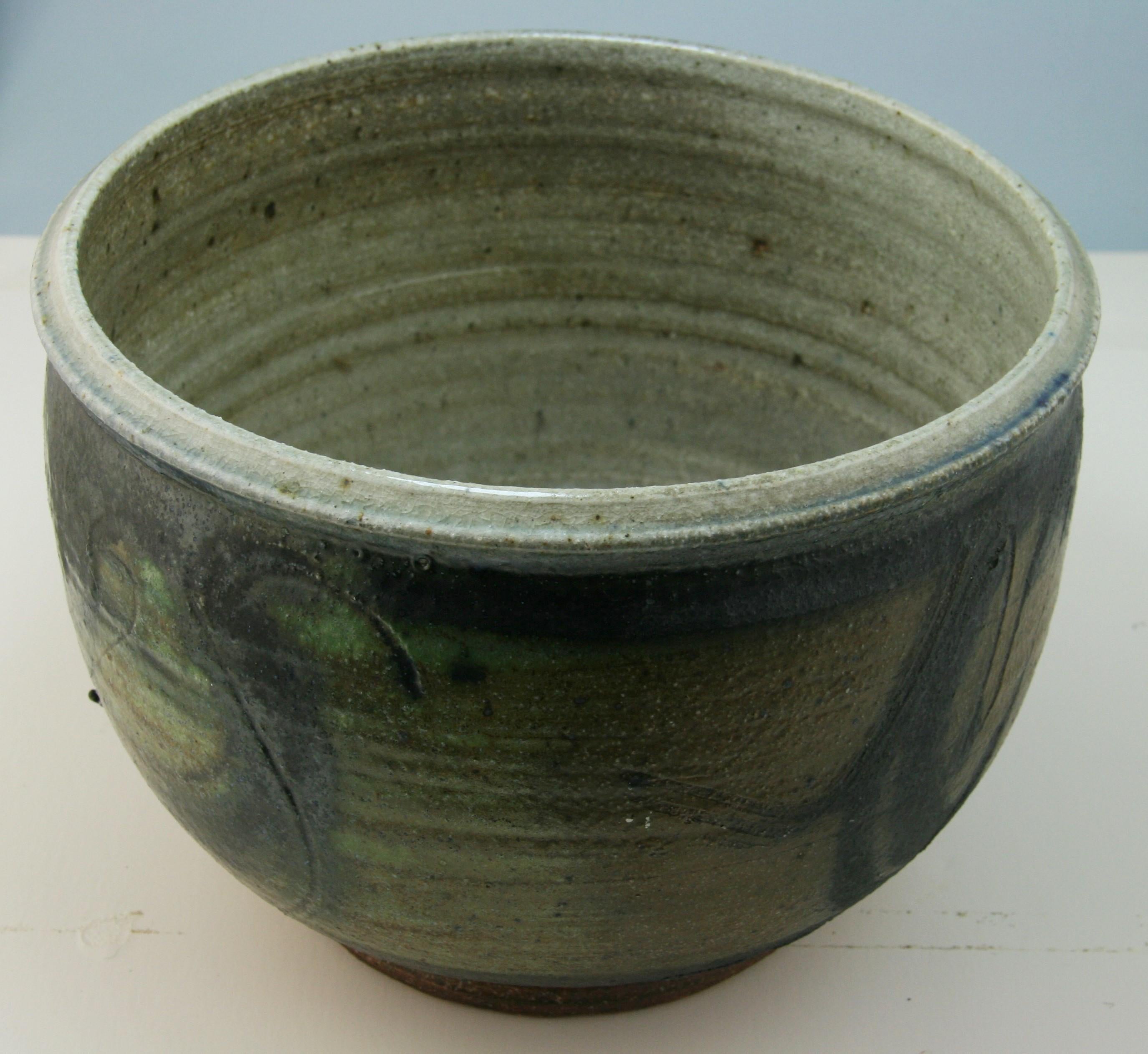 Hand-Crafted Japanese Glazed Ceramic Planter Bowl