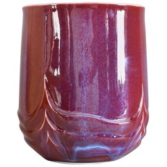 Japanese Glazed Red Decorative Porcelain Vase by Master Artist