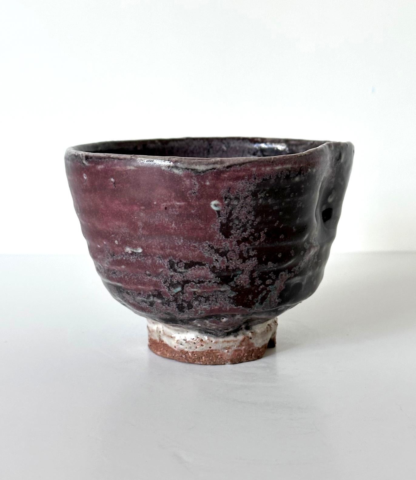 Ceramic Japanese Gohon Glazed Tea Bowl Chawan Meiji Period Ex-Musuem For Sale