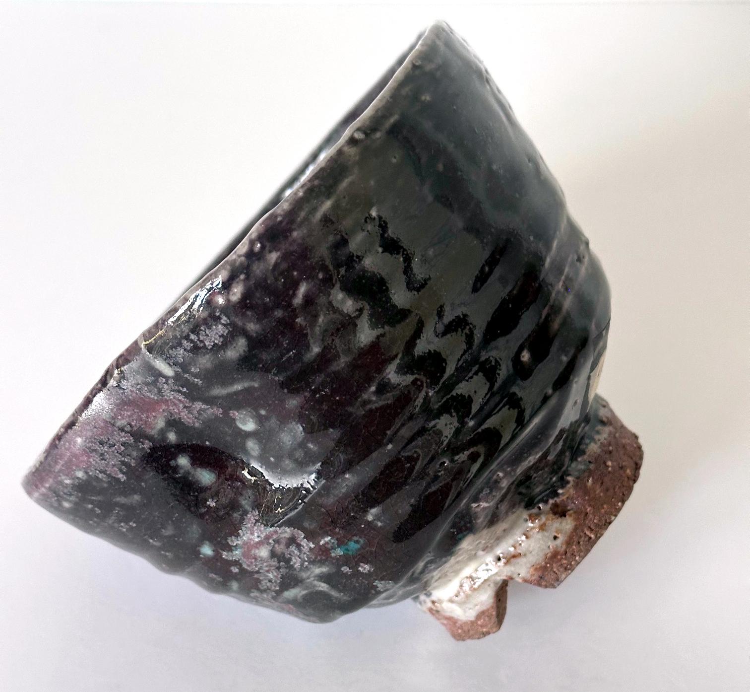 Japanese Gohon Glazed Tea Bowl Chawan Meiji Period Ex-Musuem For Sale 2