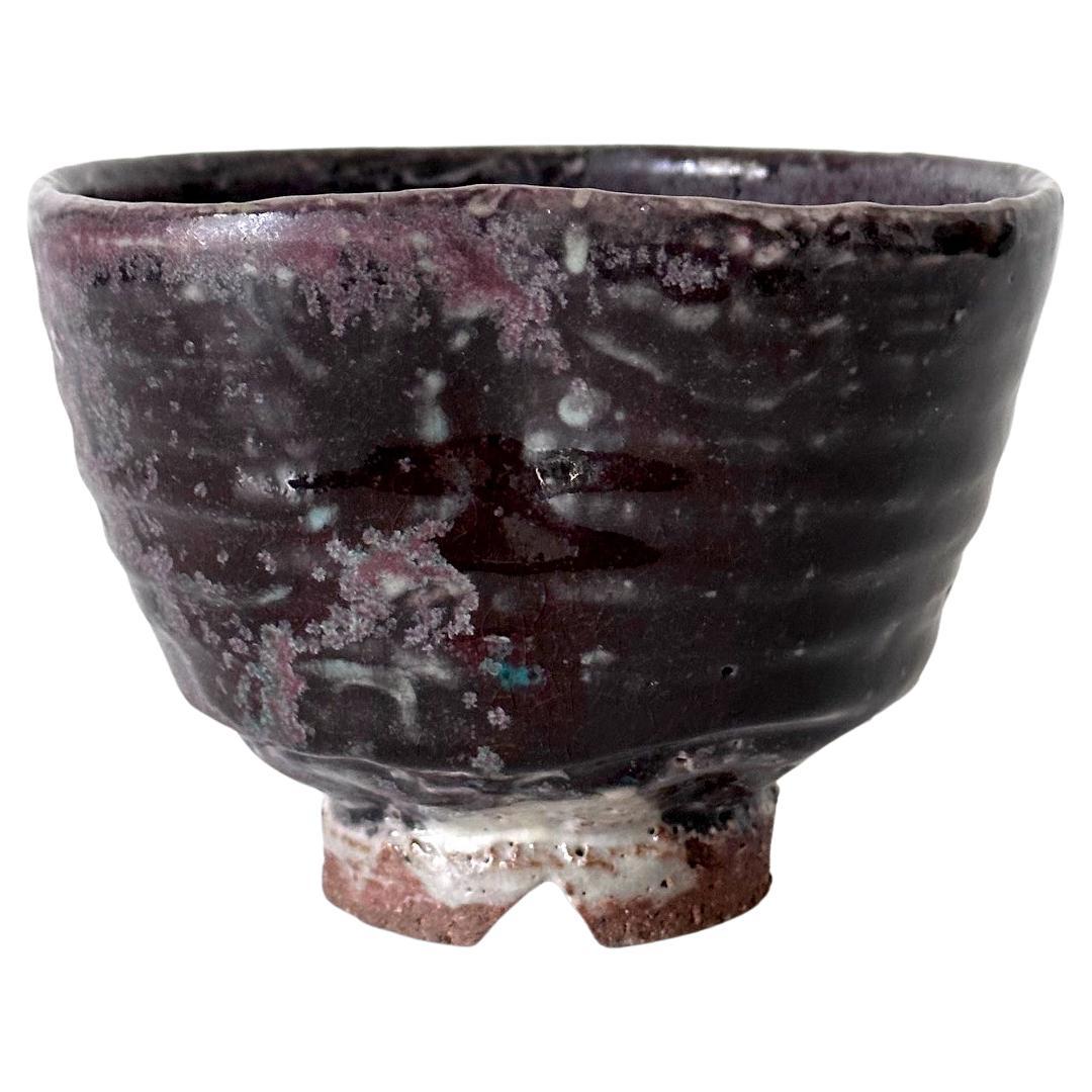 Japanese Gohon Glazed Tea Bowl Chawan Meiji Period Ex-Musuem For Sale