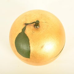 Japanese Gold Lacquer Container or Lidded Bowl in the Shape of a Nashi Pear