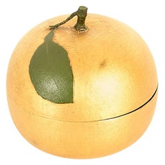 Japanese Gold Lacquer Container or Lidded Bowl in the Shape of a Nashi Pear