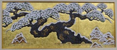 Handbemalte, gerahmte japanische Porzellantafel mit Blattgold von Meisterkünstler