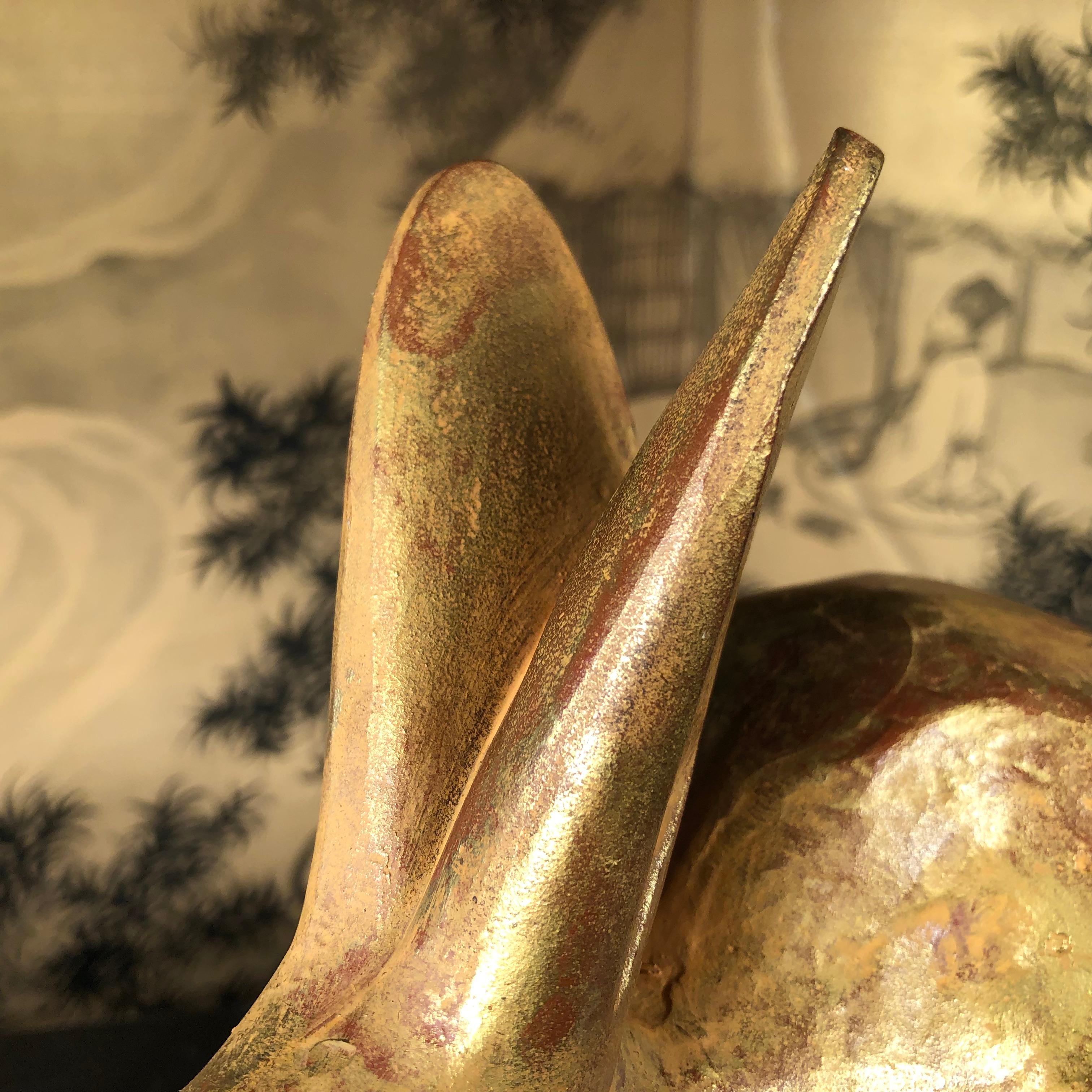 Bronze Japanese Golden Rabbit Sculpture by Famous Artist Sotaro