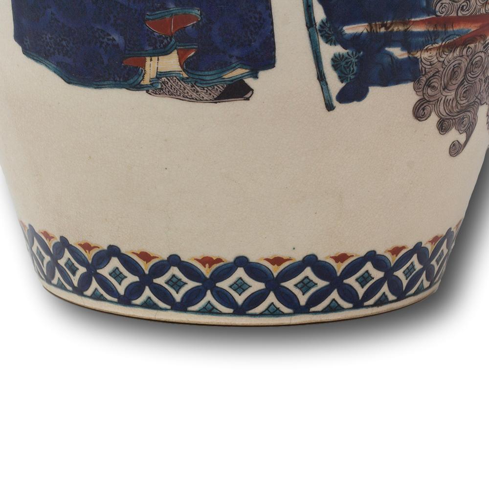 Vaso giapponese in Satsuma blu Gosu con figure Rakan, periodo Meiji in vendita 12