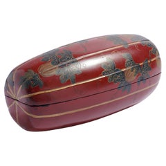 Caja japonesa en forma de calabaza Maki-e lacada en rojo
