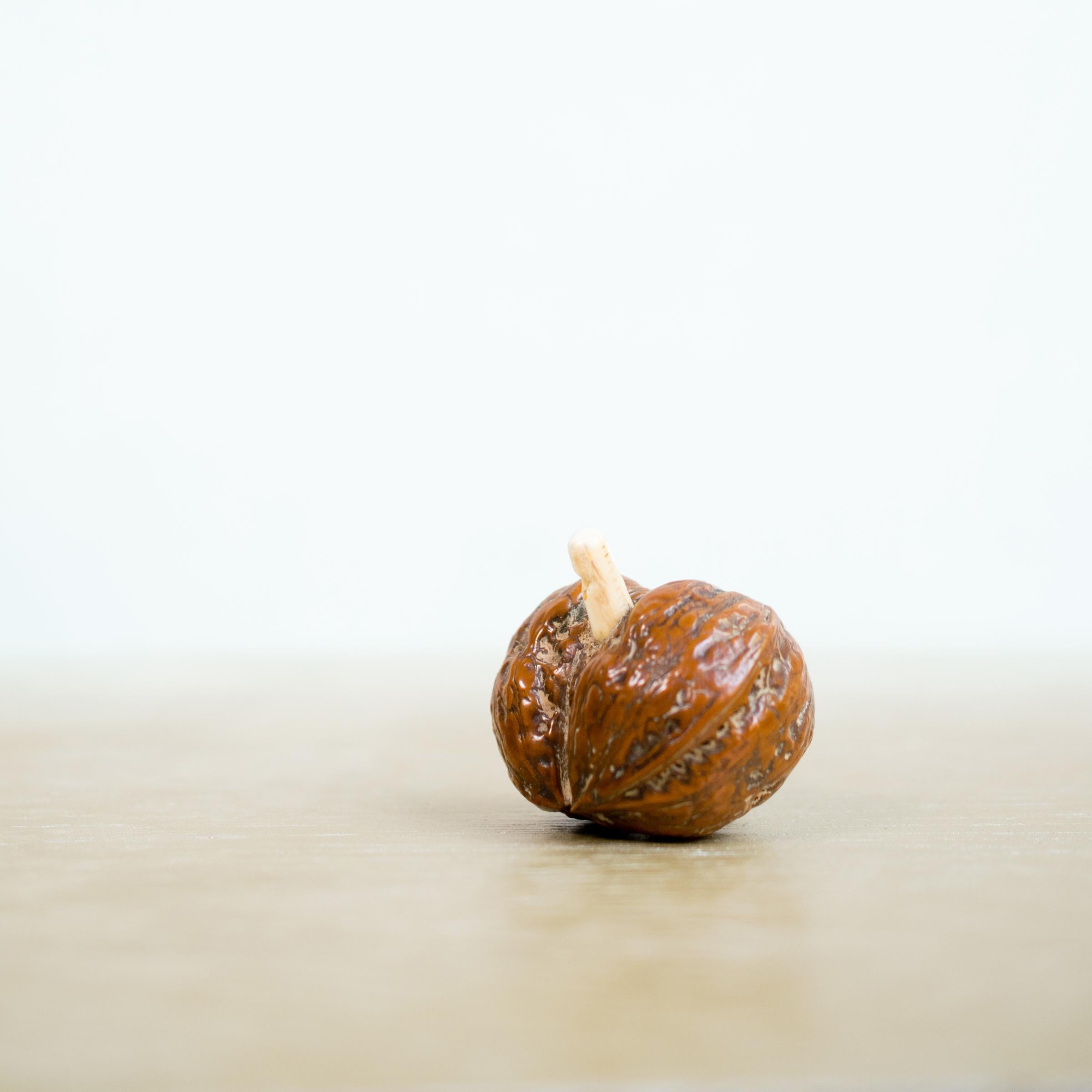 Japanese Gourd-Form Walnut Netsuke Charm 1