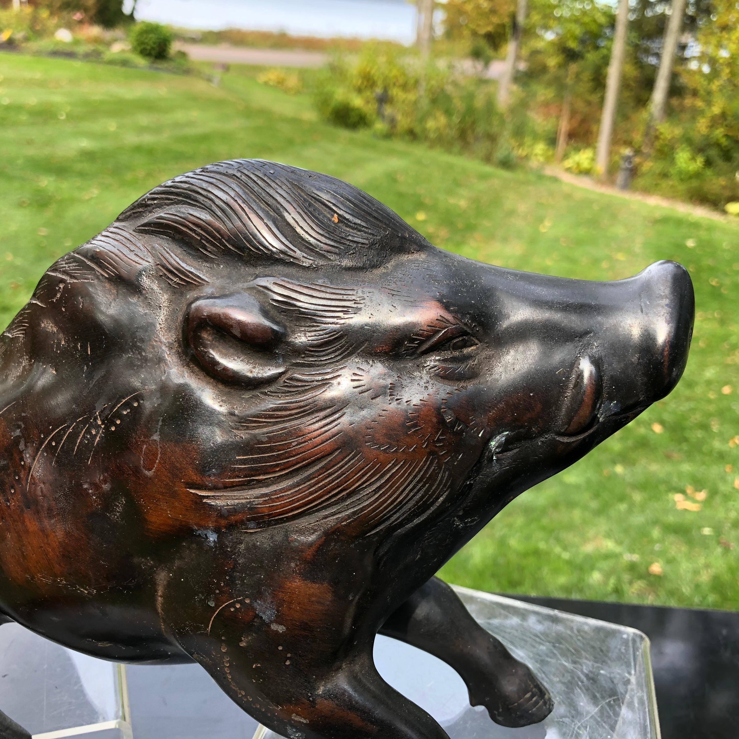 Japanese Great Boar Pig Bronze Sculpture 3