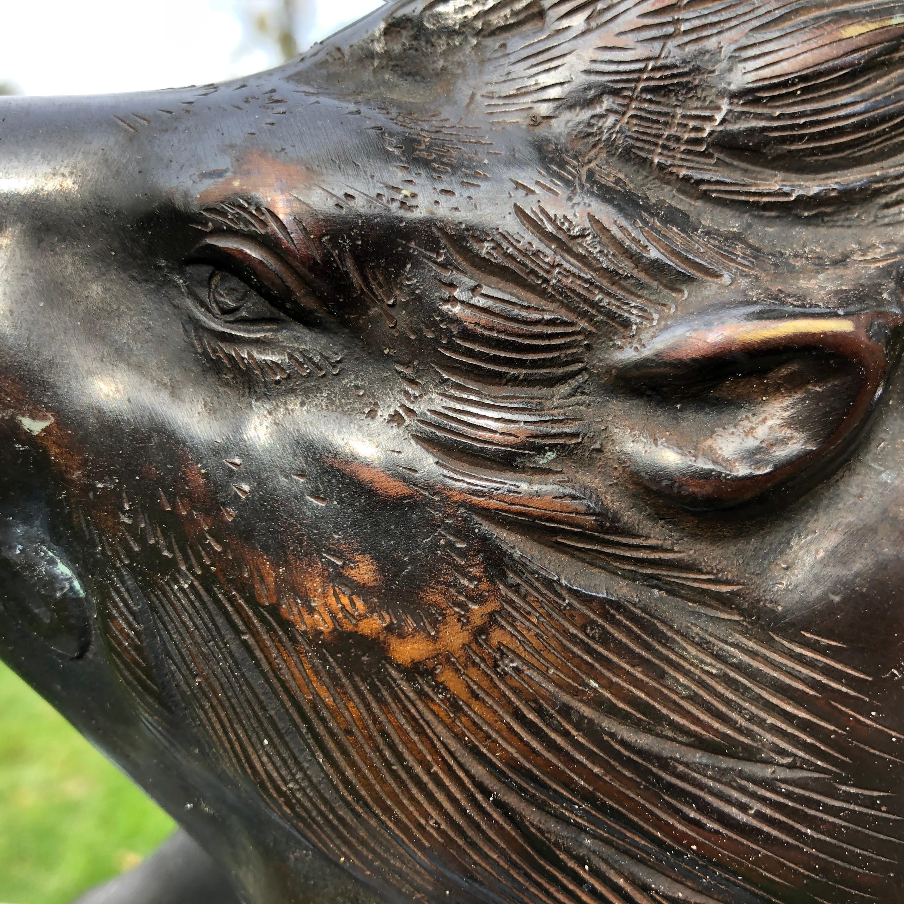 Cast Japanese Great Boar Pig Bronze Sculpture