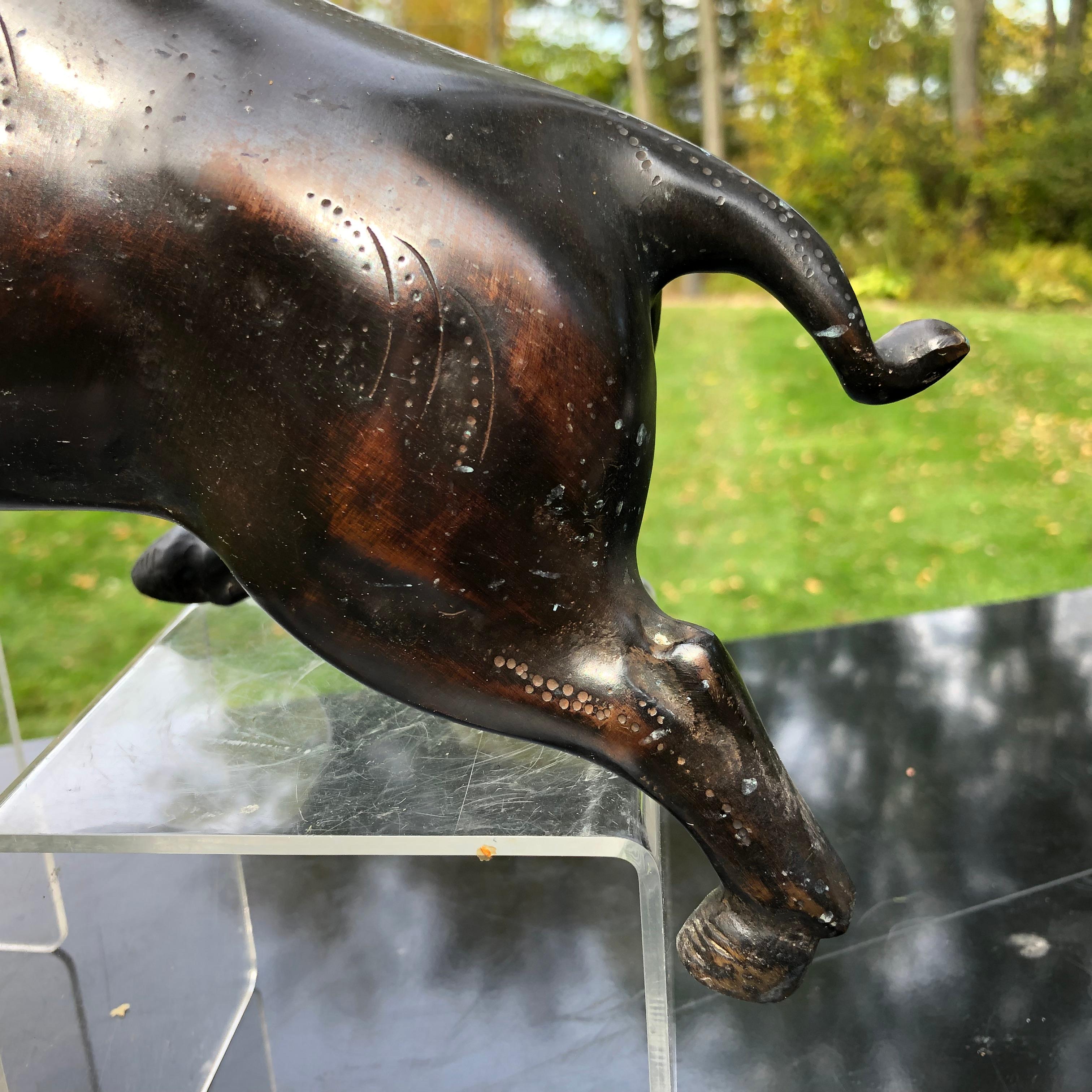 20th Century Japanese Great Boar Pig Bronze Sculpture