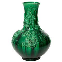 Japanese Green Ceramic Vase, circa 1920