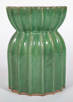 Japanese Green Glazed Ceramic Lotus Form Garden Seat, 1950's