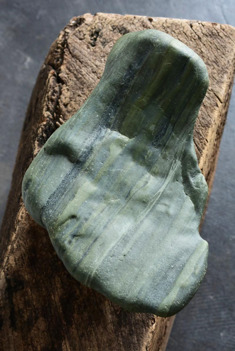 Japanese Green Old Scholar's Stone / Appreciation Stone /Wonderful Natural Stone 4