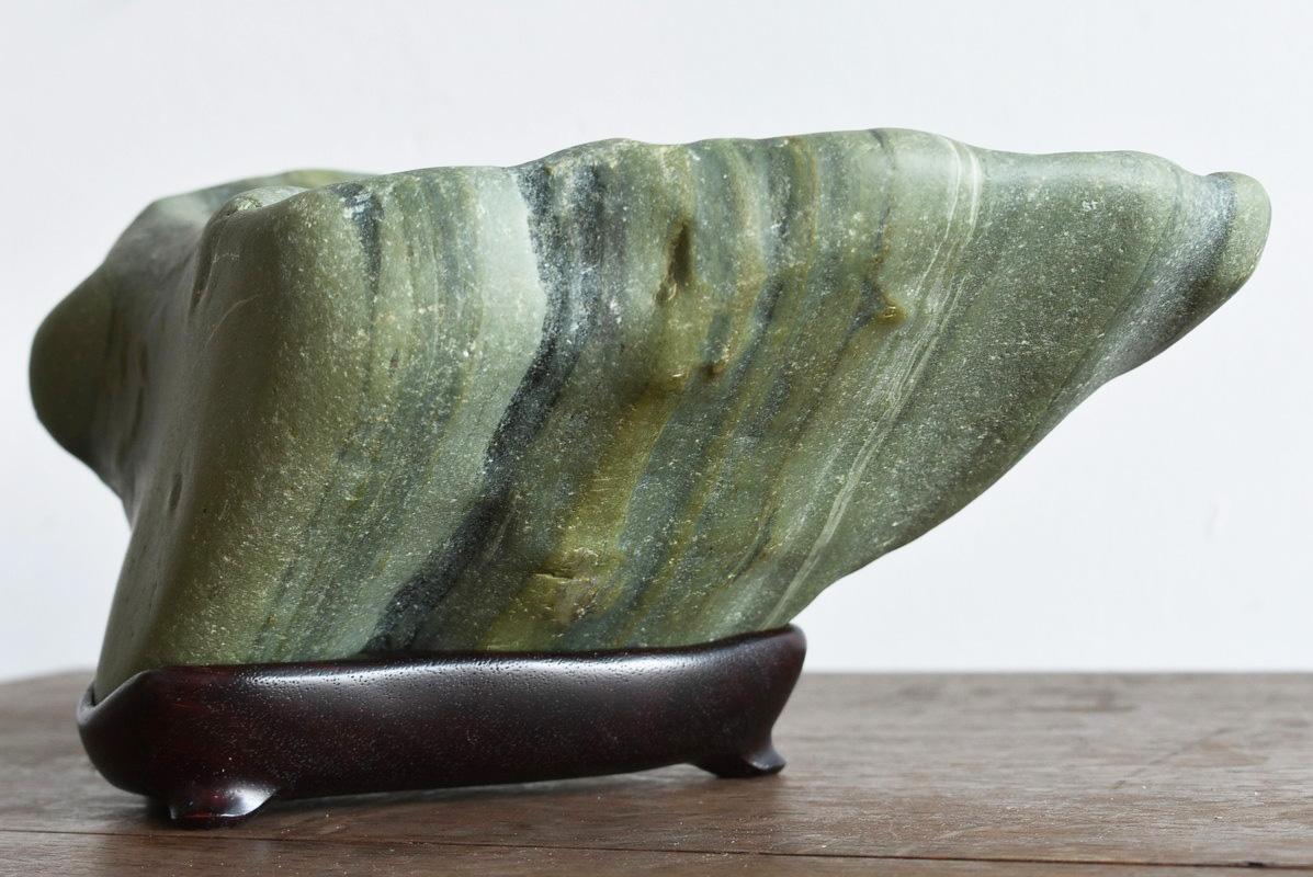 Japanese Green Old Scholar's Stone / Appreciation Stone /Wonderful Natural Stone 7
