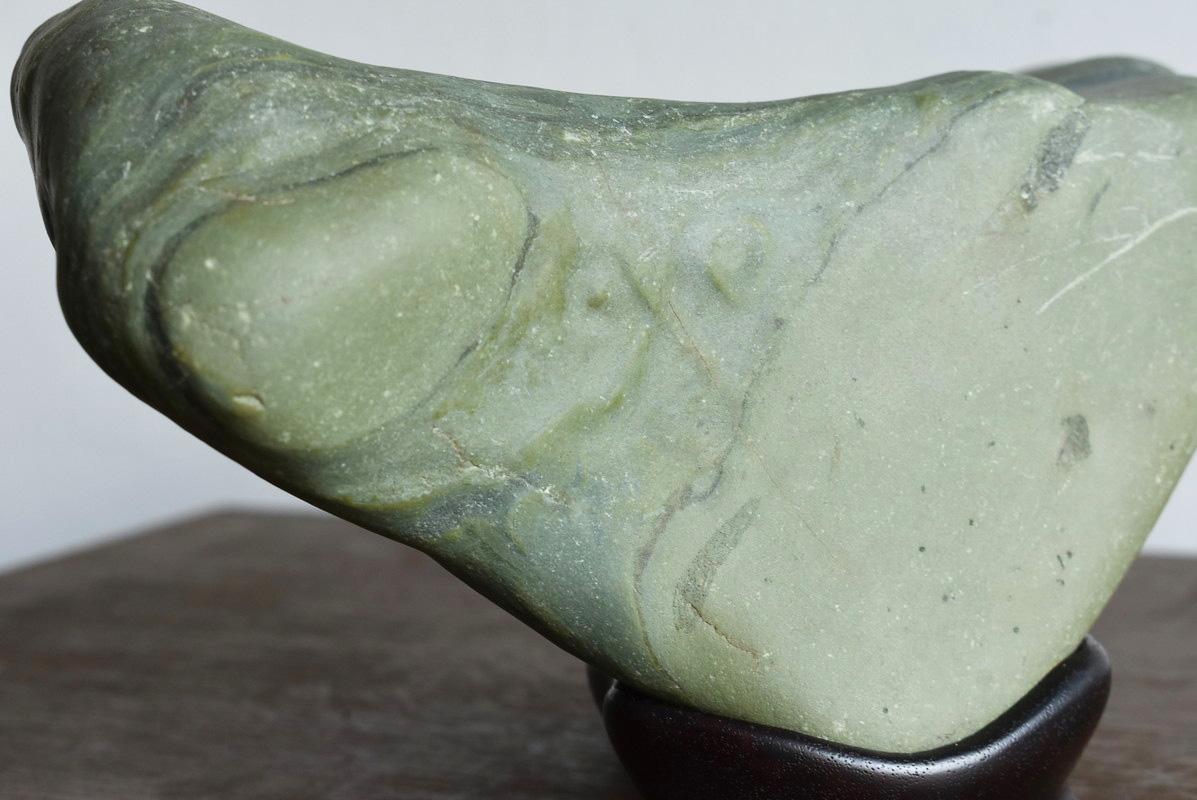 Japanese Green Old Scholar's Stone / Appreciation Stone /Wonderful Natural Stone 8