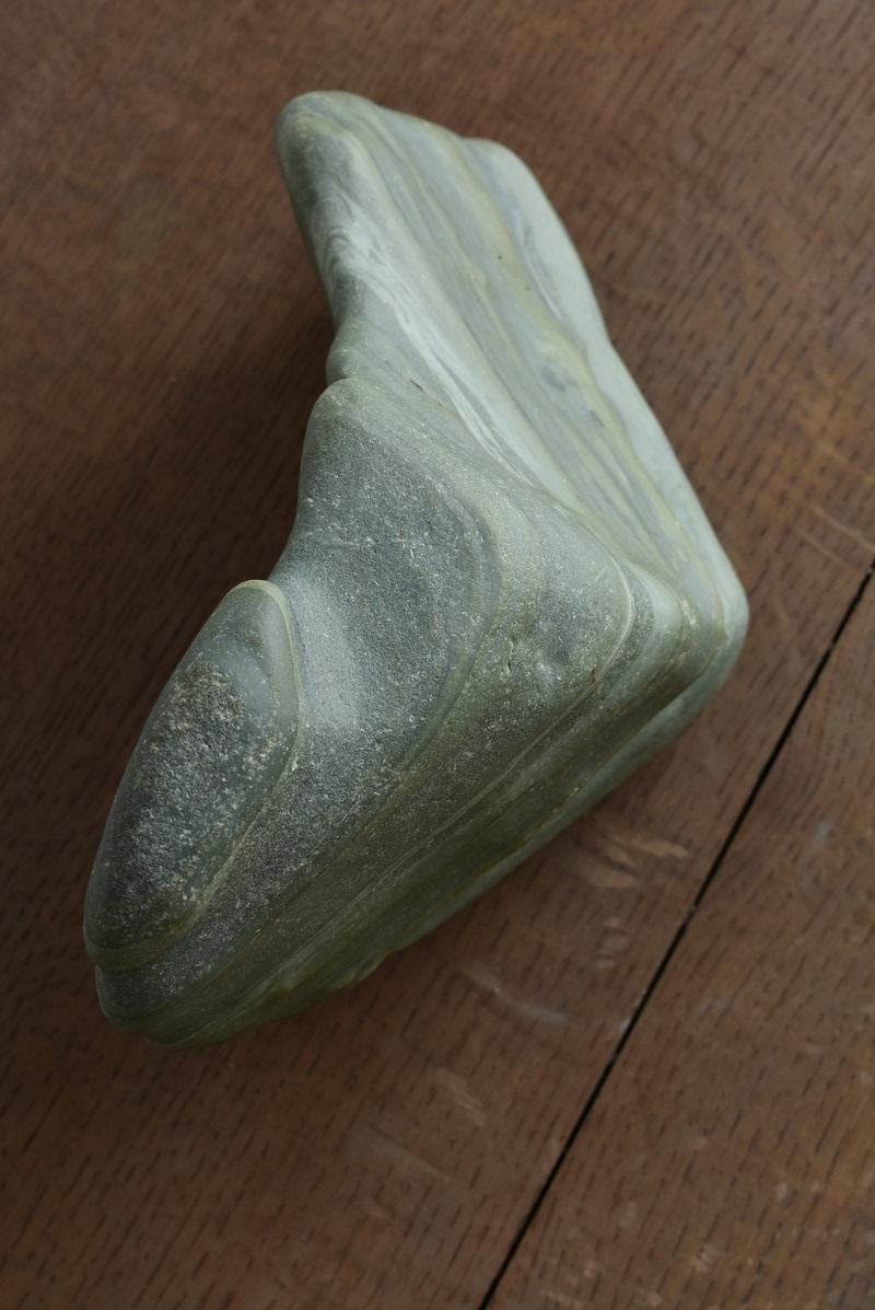 Japanese Green Old Scholar's Stone / Appreciation Stone /Wonderful