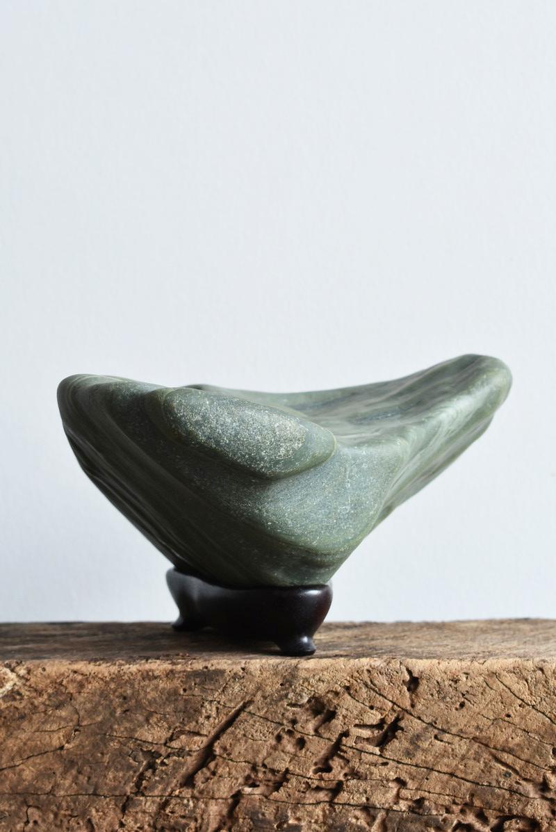 Japanese Green Old Scholar's Stone / Appreciation Stone /Wonderful Natural Stone 1