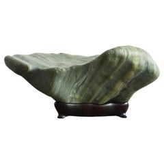 Japanese Green Old Scholar's Stone / Appreciation Stone /Wonderful Natural Stone