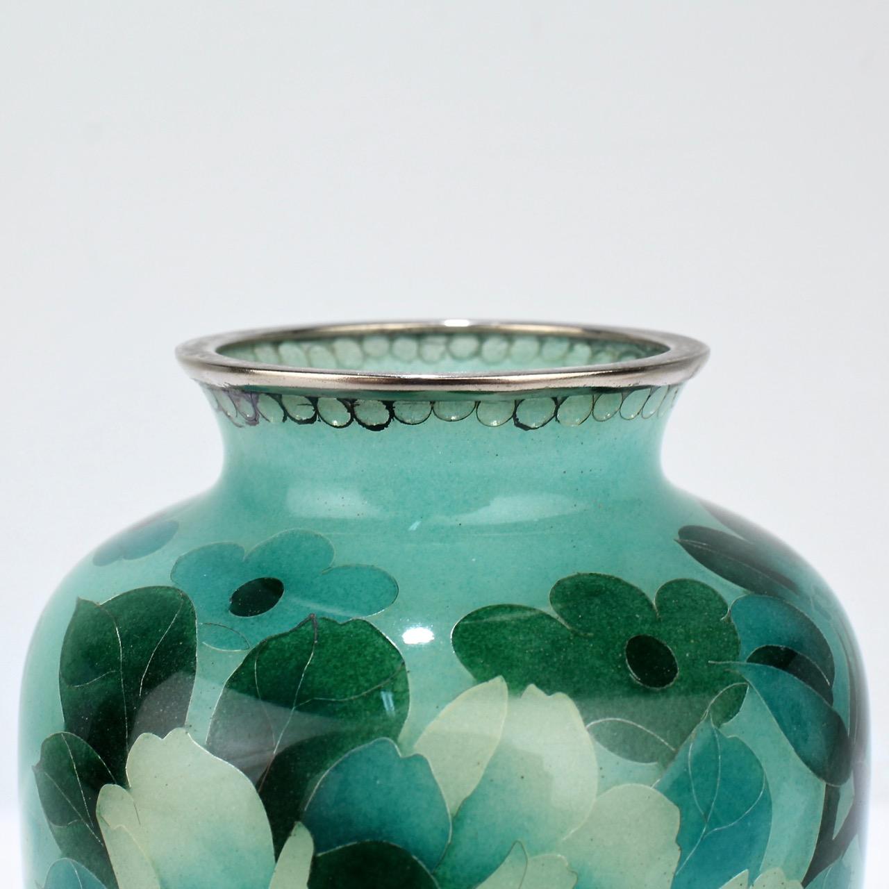 Japanese Green Plique-à-jour Enamel or Cloisonne Vase 4