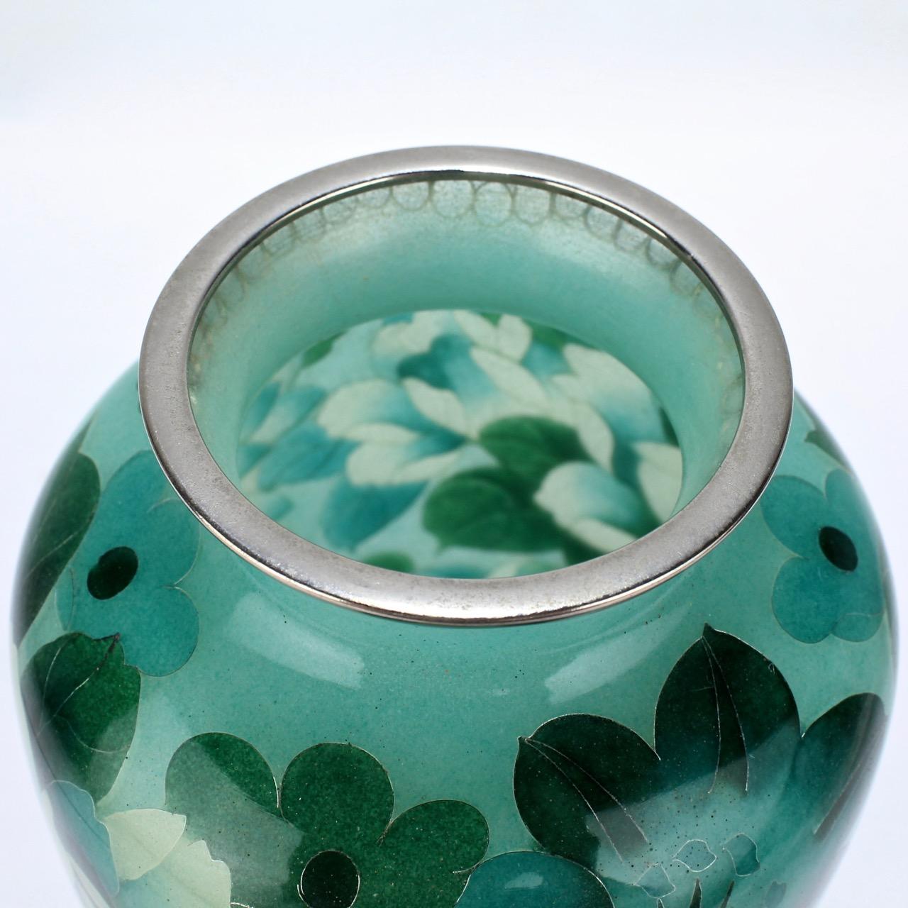 Japanese Green Plique-à-jour Enamel or Cloisonne Vase 5