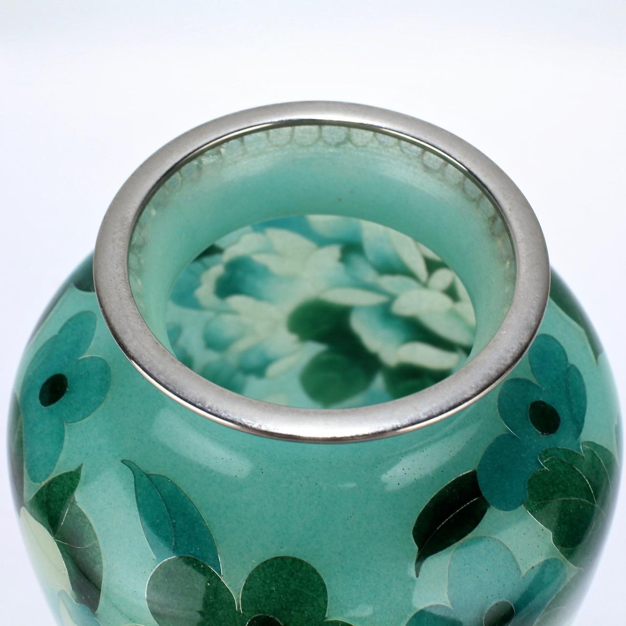 Japanese Green Plique-à-jour Enamel or Cloisonne Vase 6