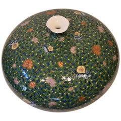 Japanese Contemporary Green Blue Orange Porcelain Vase by Master Artist
