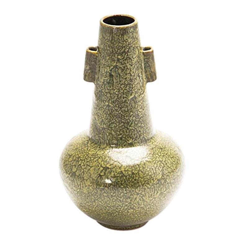 Japanese Green Studio Pottery Vase from the Studio of Rokubei VI