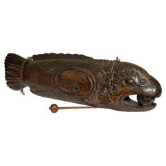 Japanese "Gyoban" Buddhist Drum Fish, Wood, Meiji Period, Early 20th Century